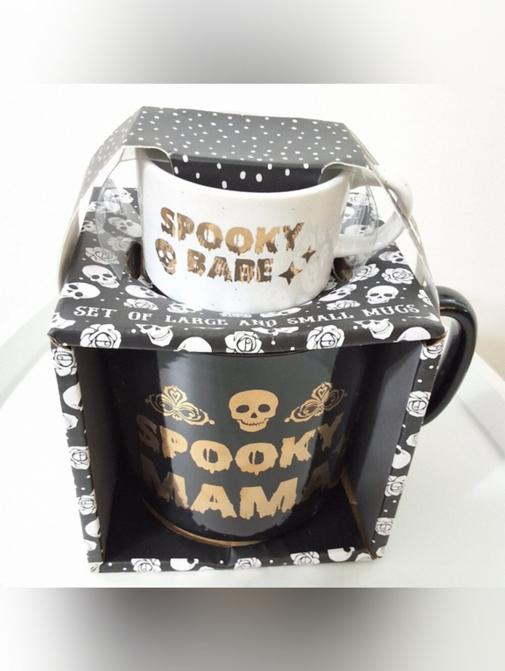 Spooky Mama & Spooky Babe Mug Set | Large & Small Halloween Coffee Cups Mugs